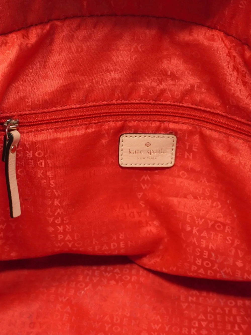Kate Spade Black, White & Red Patterned Tote with Tan Leather Quality and Style